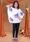 White Colour Kids Kaftan With Pant Ethnic Wear Cotton Printed Girls Wear Collection Rumani 01